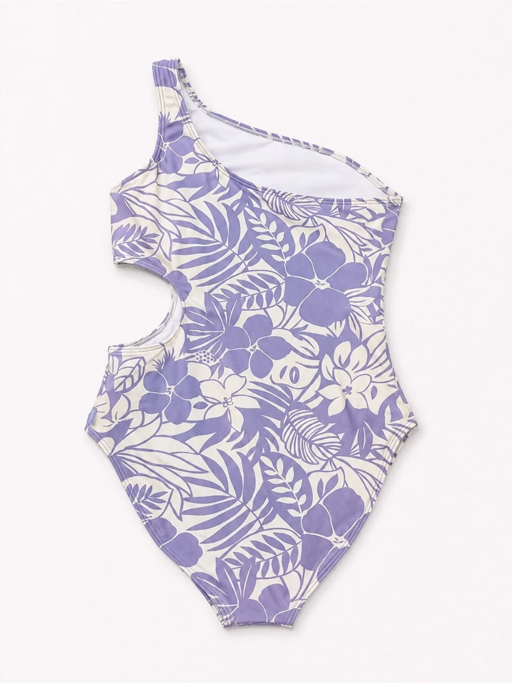 Abercrombie & Fitch One-Shoulder Floral Cutout Swimsuit - Lavender & White